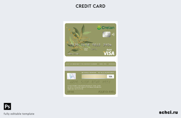 цифровая загрузка шаблона карты Visa банка Crelan в Бельгии